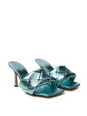 Bottega Veneta Light Blue Metal Mule 'Lido' Sandal