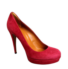 Gucci Gucci Women's Raspberry Suede Platform Pump Shoes