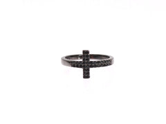 Nialaya Exquisite Black CZ Crystal Sterling Silver Ring