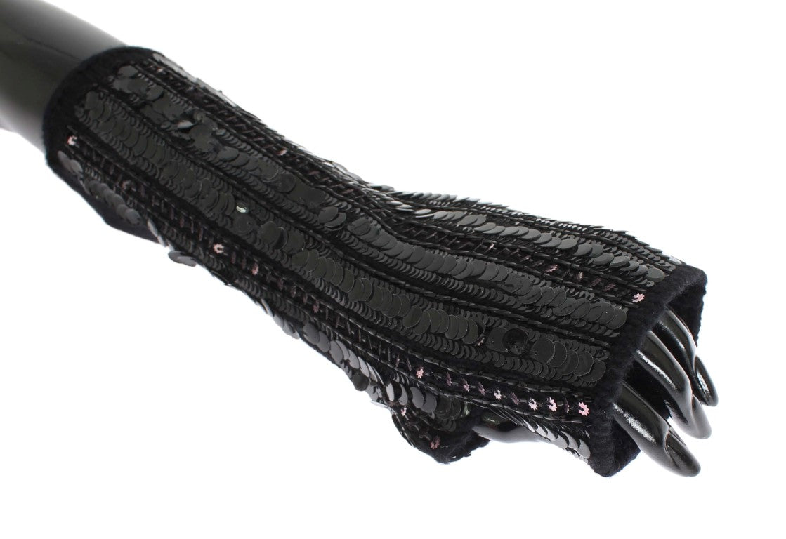 Dolce & Gabbana Sequined Cashmere Fingerless Gloves