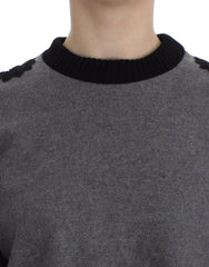 Dolce & Gabbana Gray Black Lace Wool Cashmere Sweater