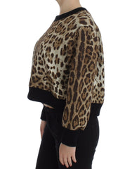 Dolce & Gabbana Leopard Print Crewneck Short Sweater