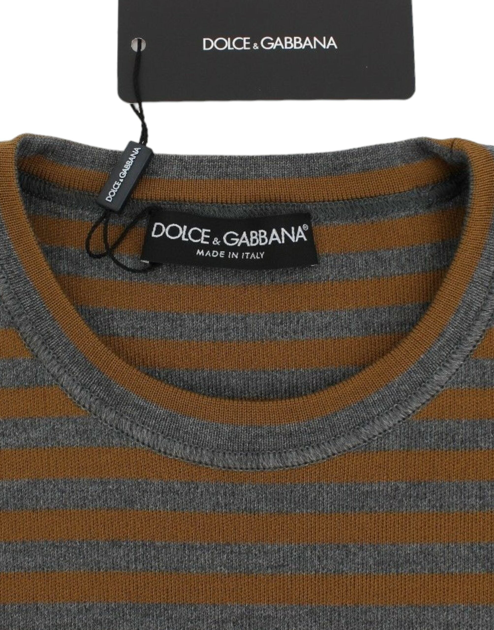 Dolce & Gabbana Oversized Gray Yellow Striped Sweater Top