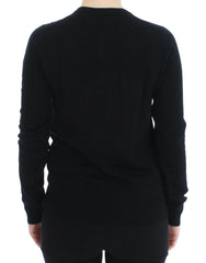 Dolce & Gabbana Black Wool Button Cardigan Sweater Top