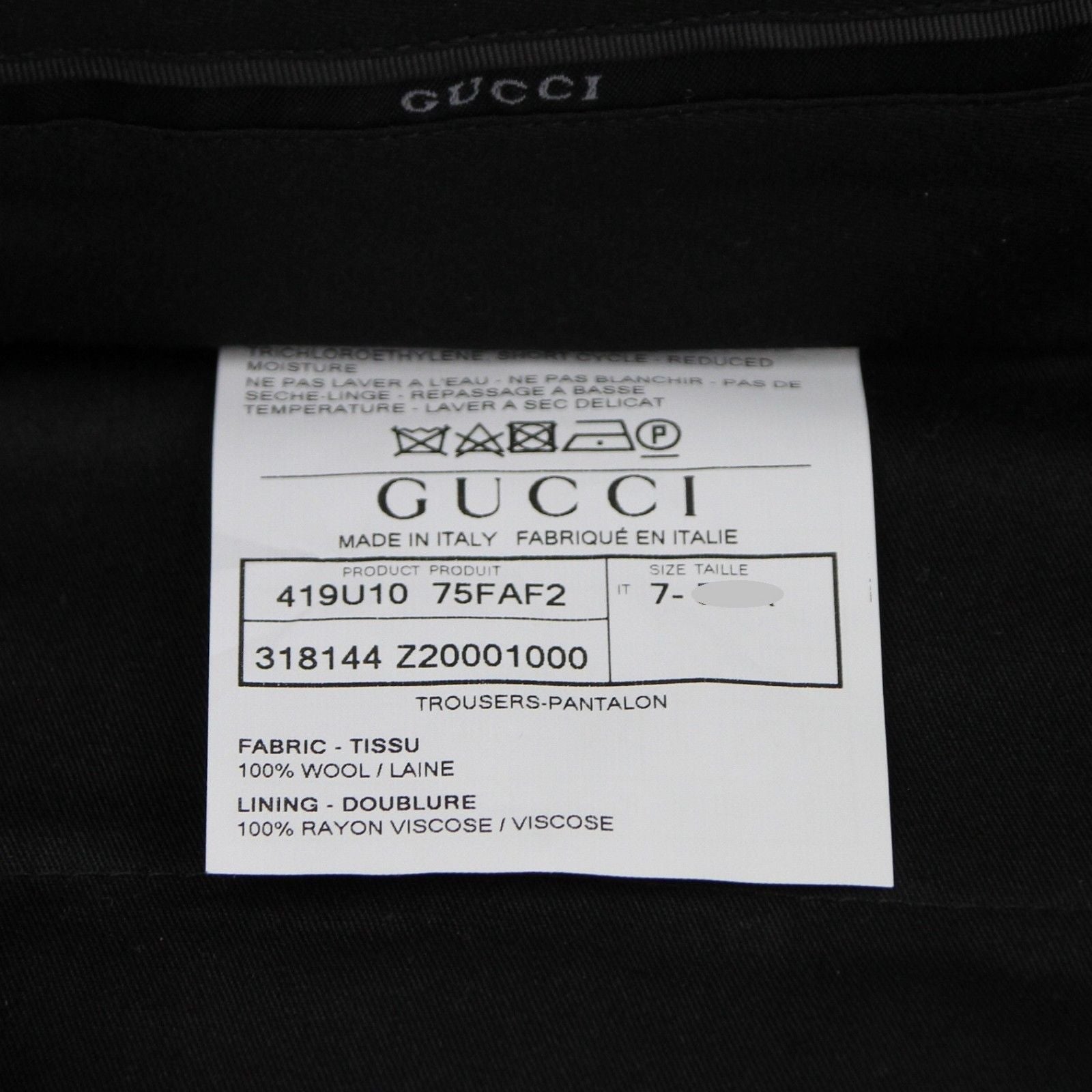 Gucci Men's Skinny Black Wool Evening Dress Pant