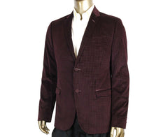 Gucci Men's 2 Buttons Wine Printed Cotton Elastane Stretch Jacket