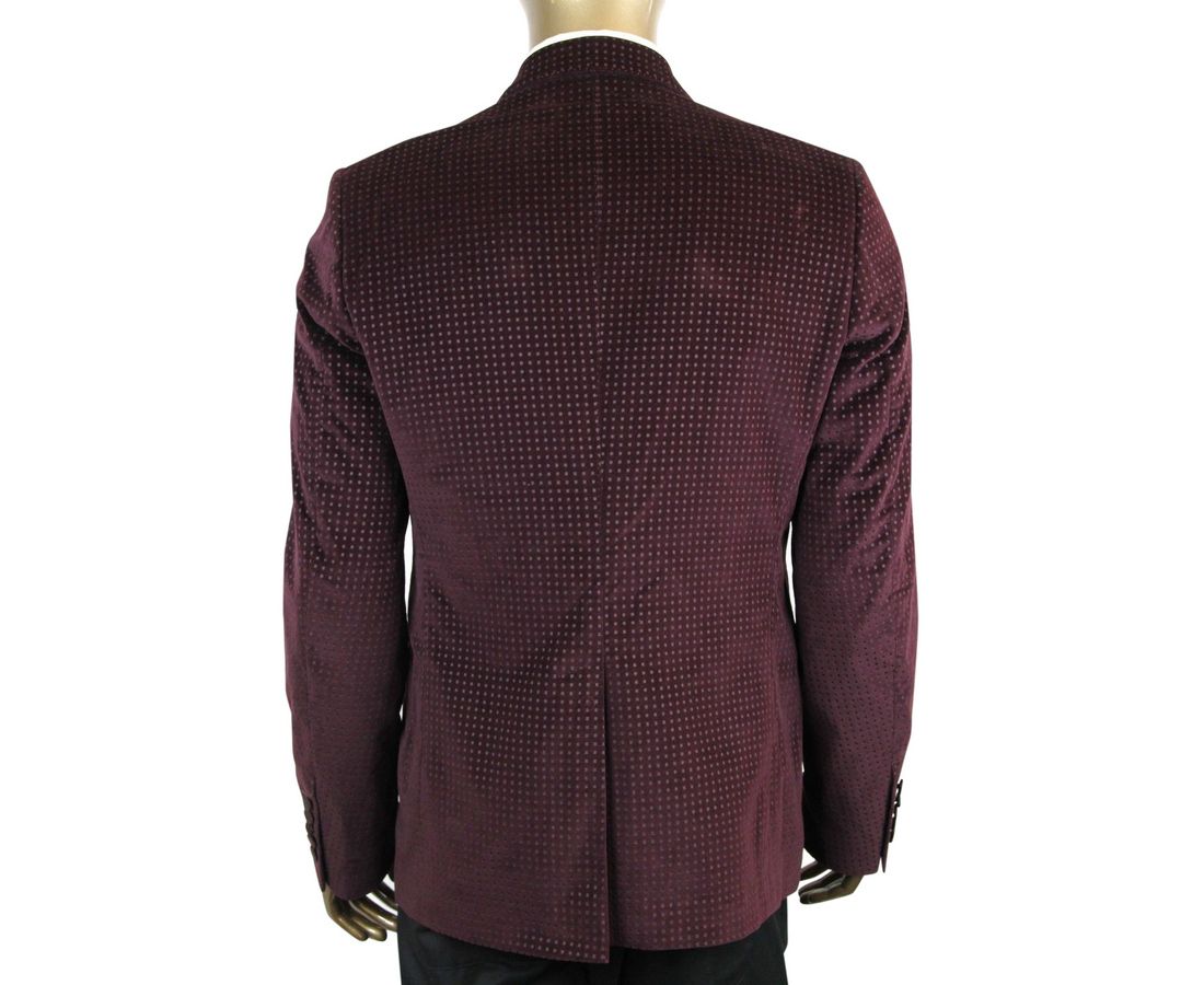 Gucci Men's 2 Buttons Wine Printed Cotton Elastane Stretch Jacket