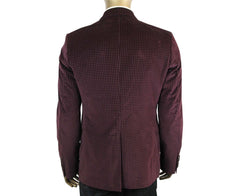 Gucci Men's 2 Buttons Wine Printed Cotton Elastane Stretch Jacket