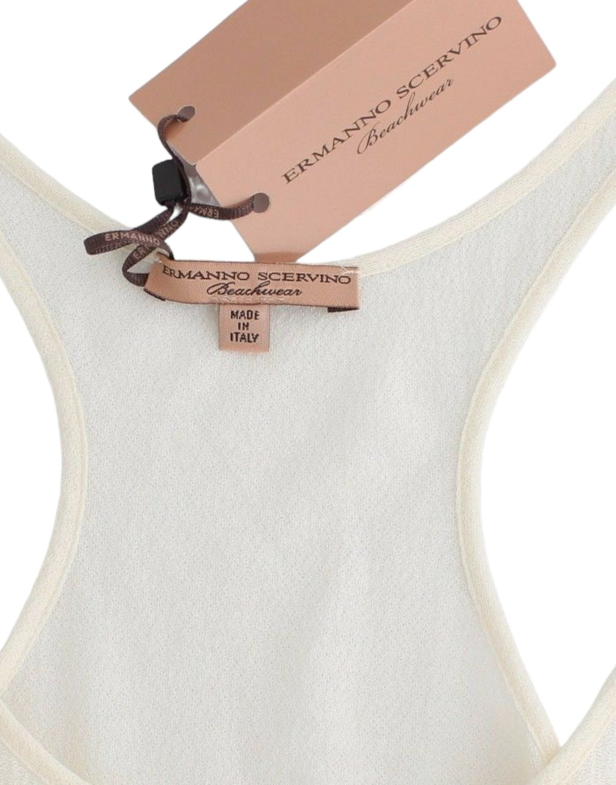 Ermanno Scervino Beachwear White Tank Top Cami Blouse