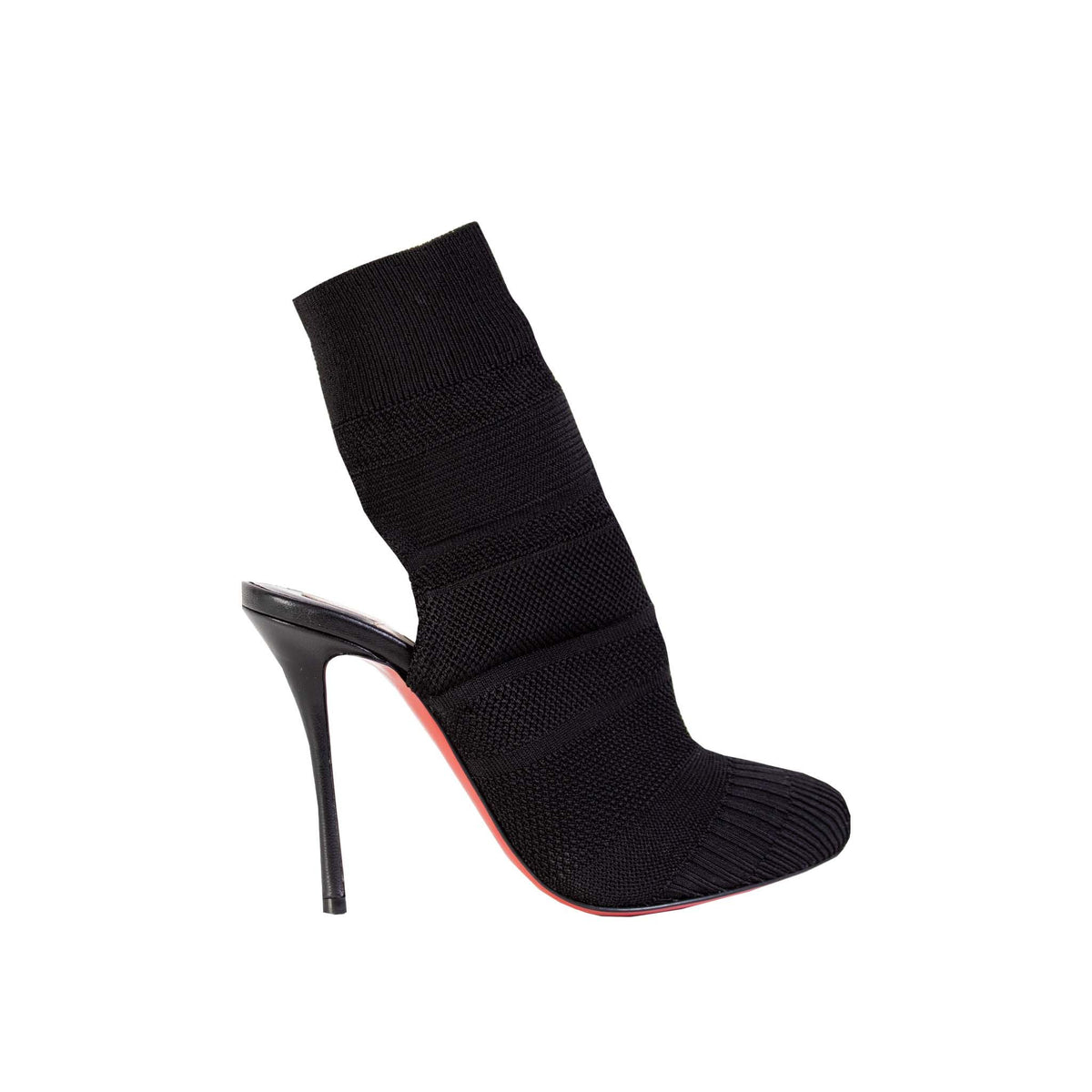 Christian Louboutin Noemi 100 Black Tricot Ankle Boot