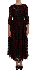 Dolce & Gabbana Elegant Red Floral Shift Midi Dress