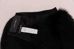 Dolce & Gabbana Elegant Black Fur Mini Shorts Hot Pants
