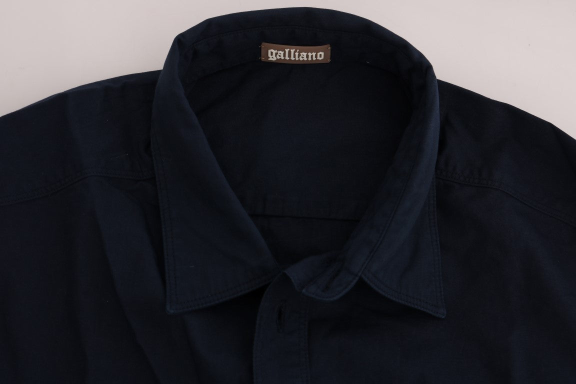 John Galliano Elegant Blue Cotton Casual Shirt