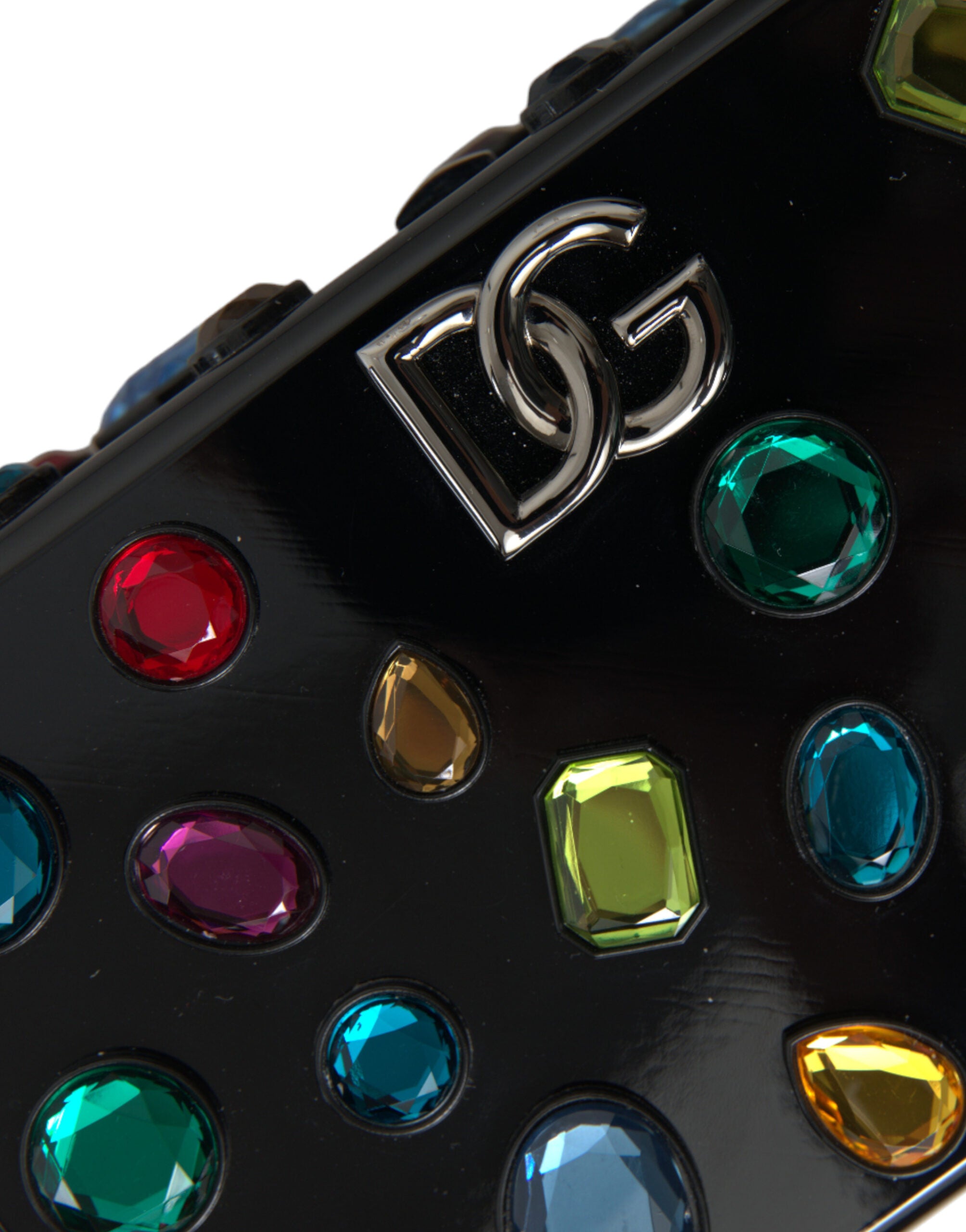 Dolce & Gabbana Black Plexi Multicolor Crystal Logo Shoulder Bag
