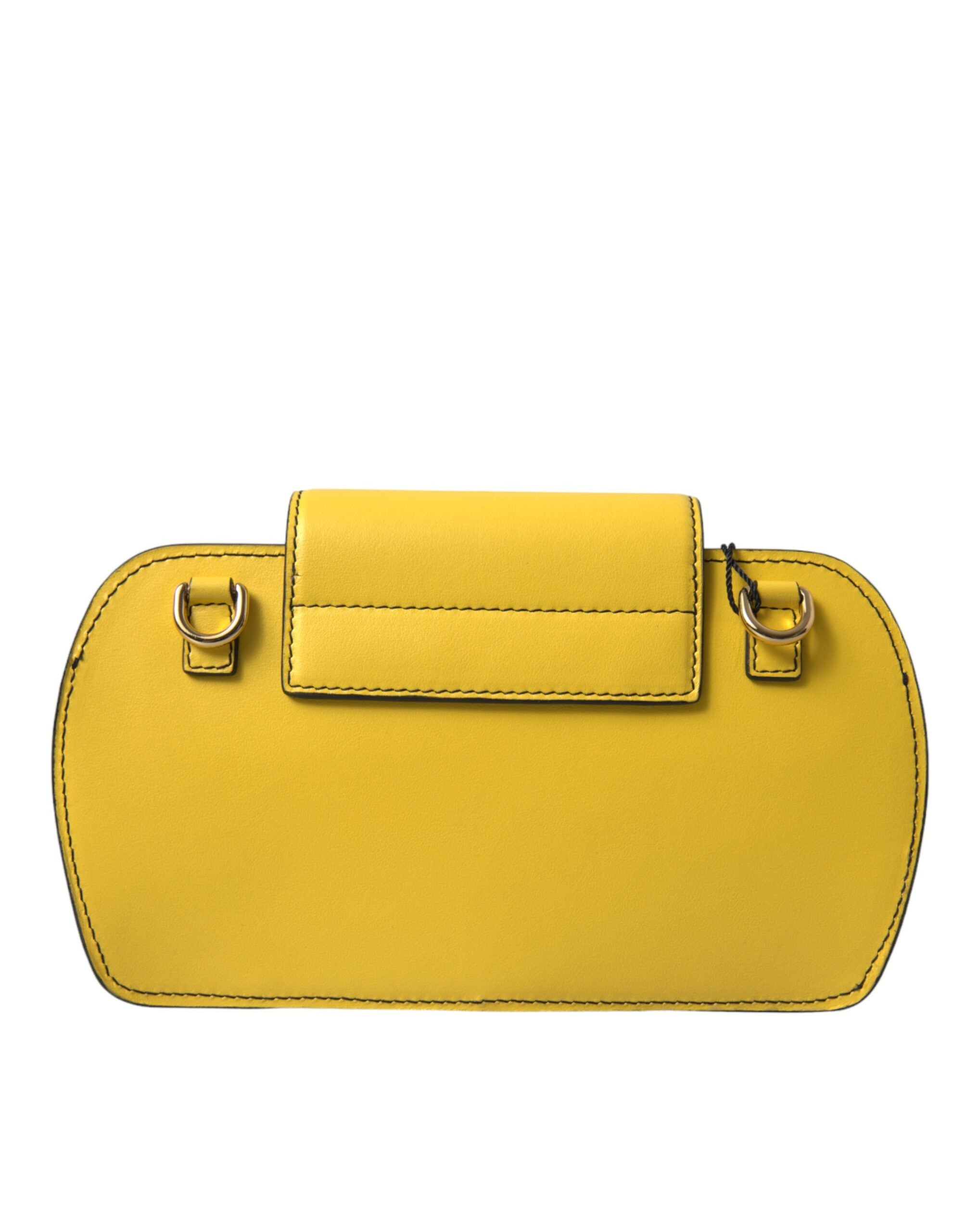 Dolce & Gabbana Yellow Leather DG Logo Eyewear Sunglasses Case Cover Bag