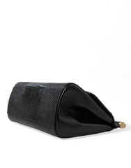 Dolce & Gabbana Black SICILY Leather Crystal Top Handle Shoulder Bag