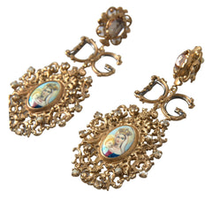 Dolce & Gabbana Elegant Gold Crystal Clip-On Earrings