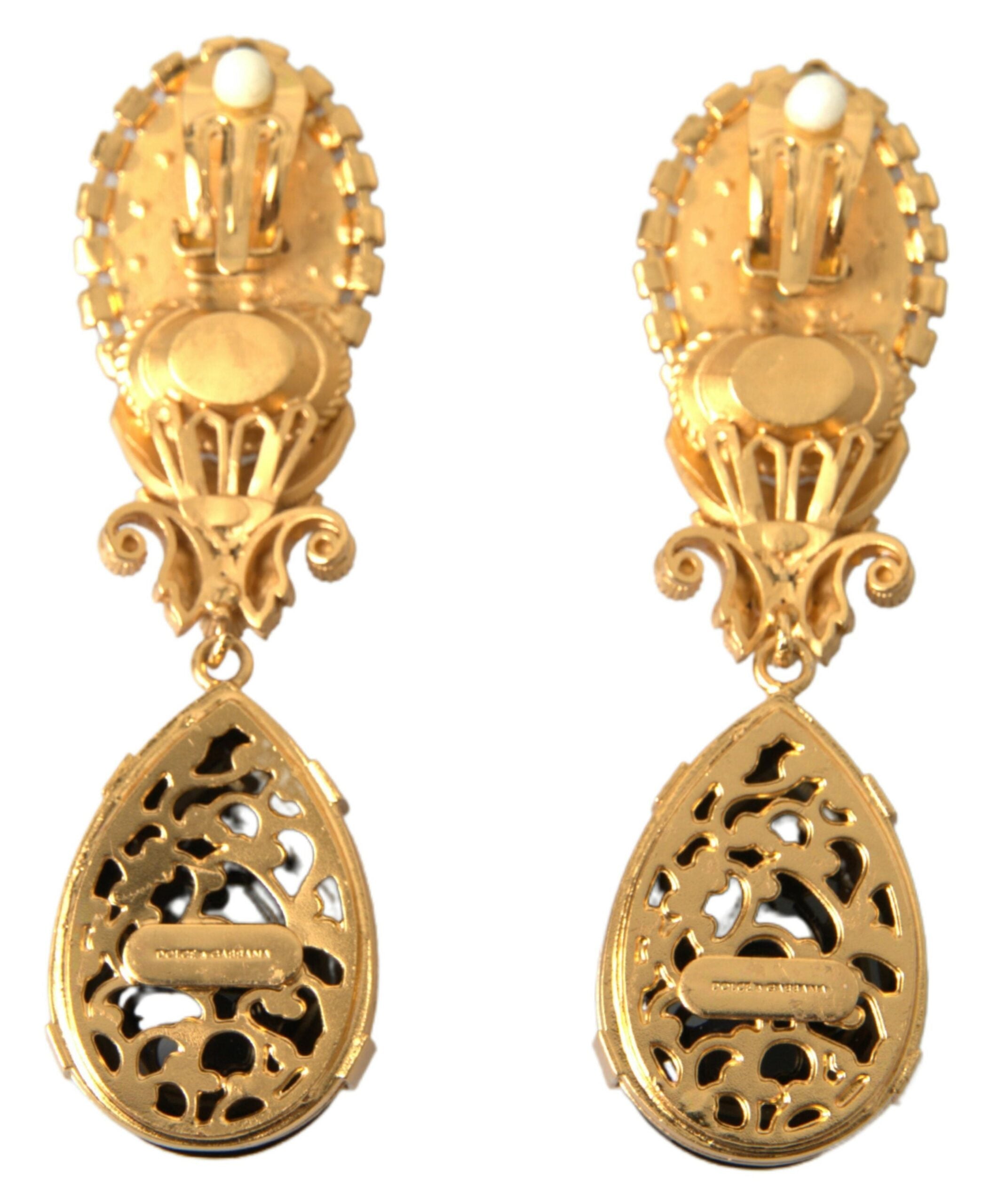 Dolce & Gabbana Gold Votive Crystal Madonna Earrings