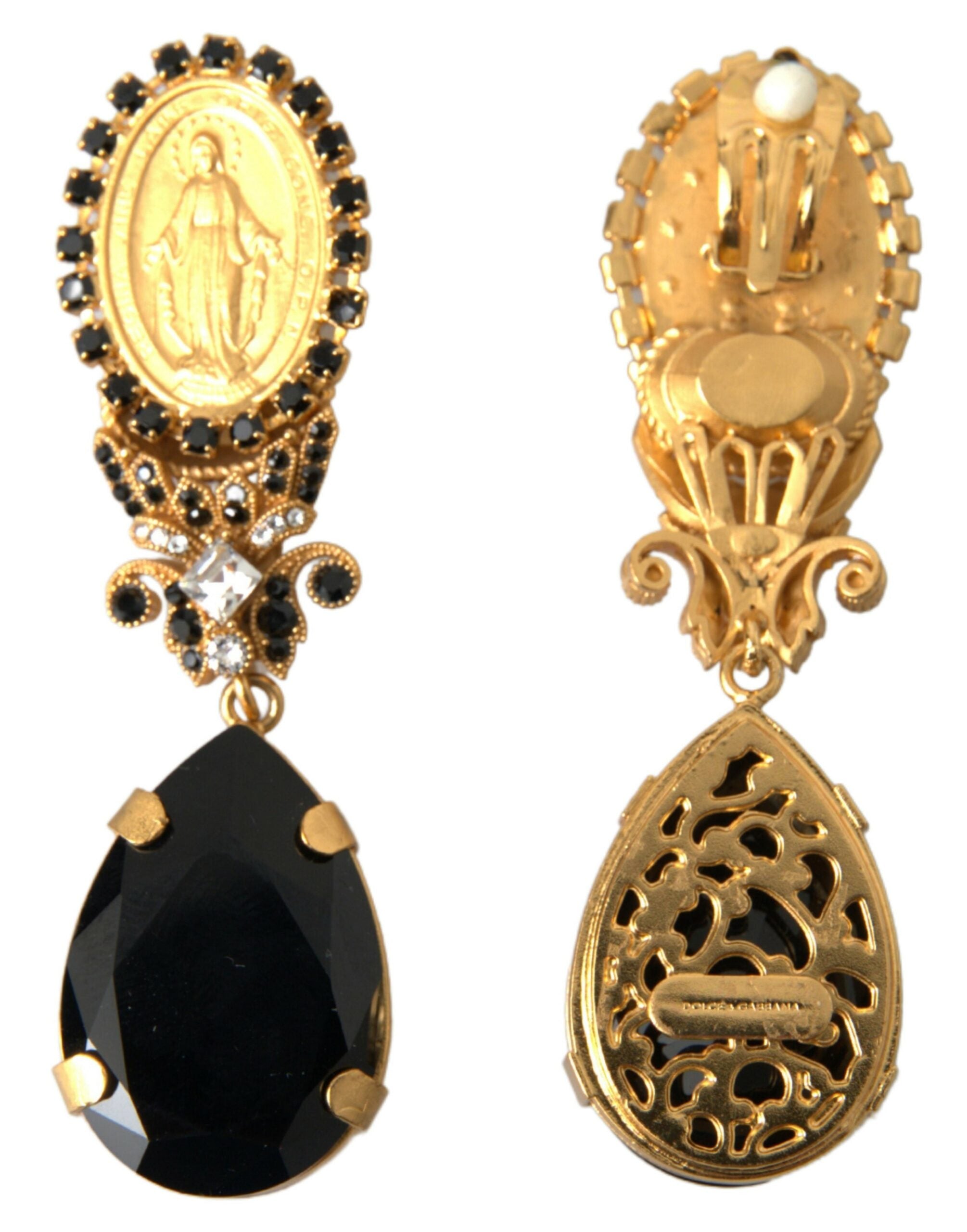 Dolce & Gabbana Gold Votive Crystal Madonna Earrings