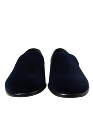 Dolce & Gabbana Blue Velvet Formal Loafers Dress Shoes