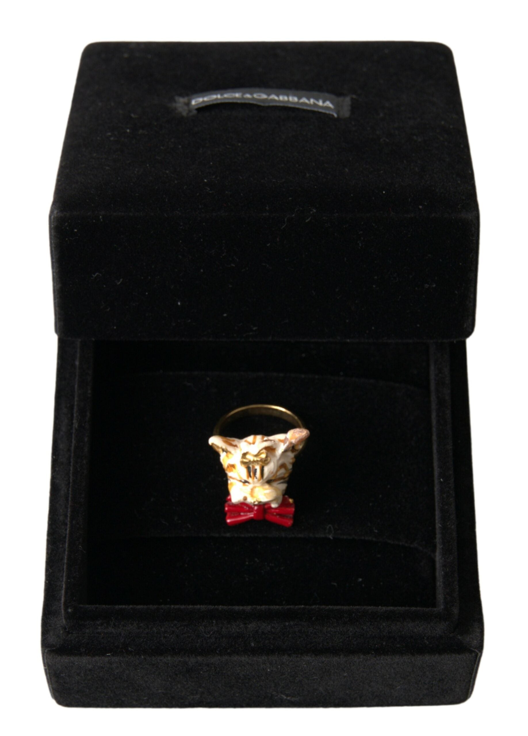Dolce & Gabbana Golden Canine Chic Resin & Brass Ring