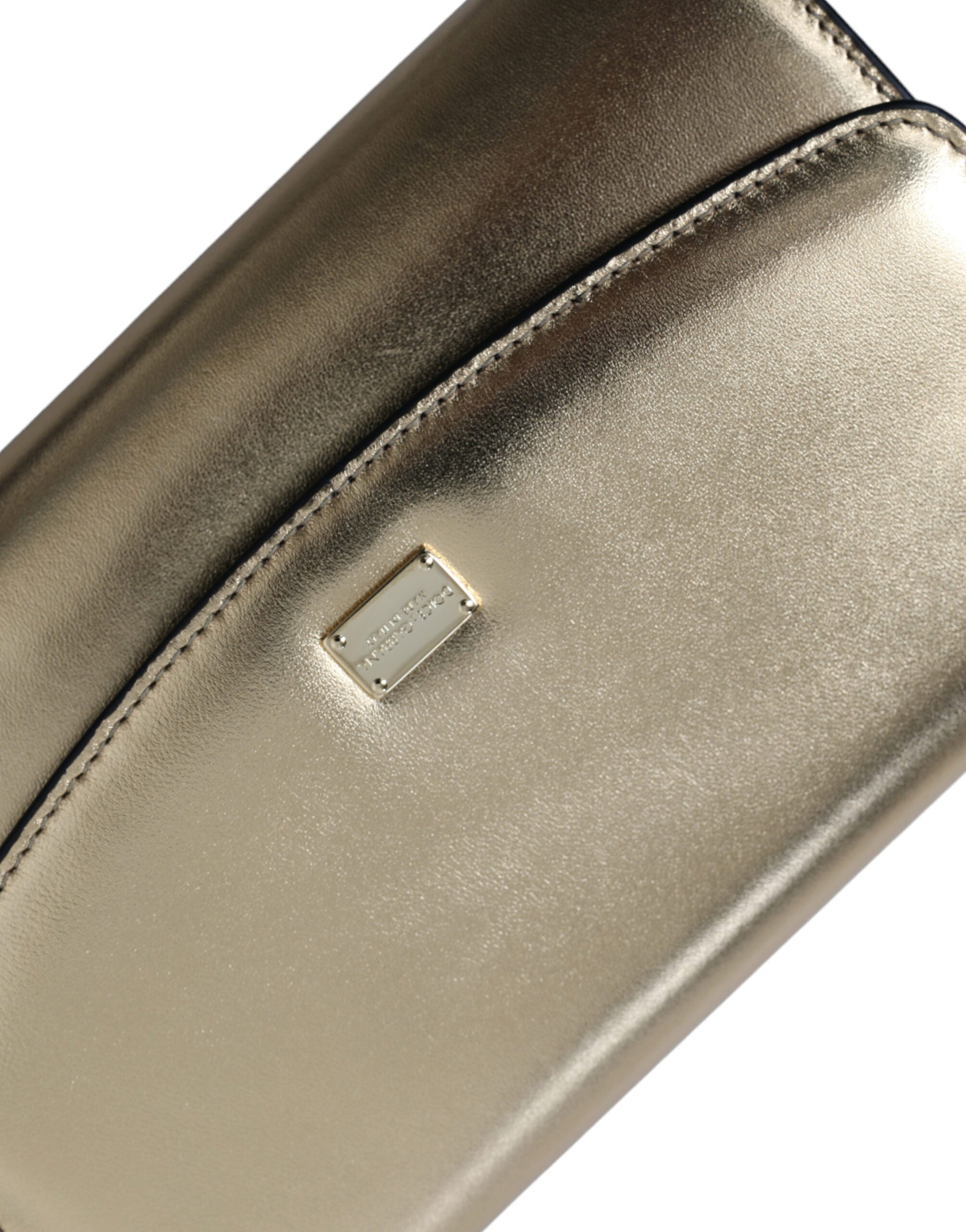 Dolce & Gabbana Metallic Gold Lambskin Leather Crossbody Mini Bag