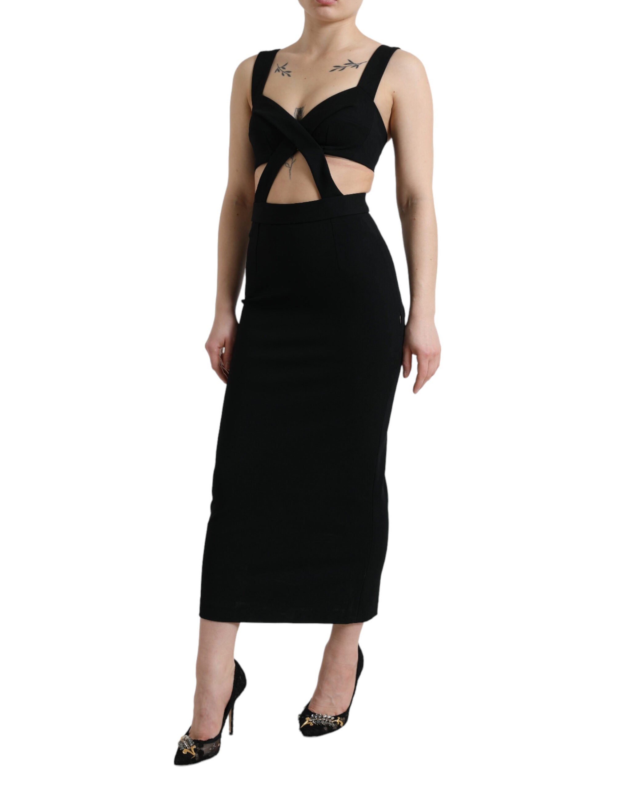 Dolce & Gabbana Glamorous Black Bodycon Midi Dress