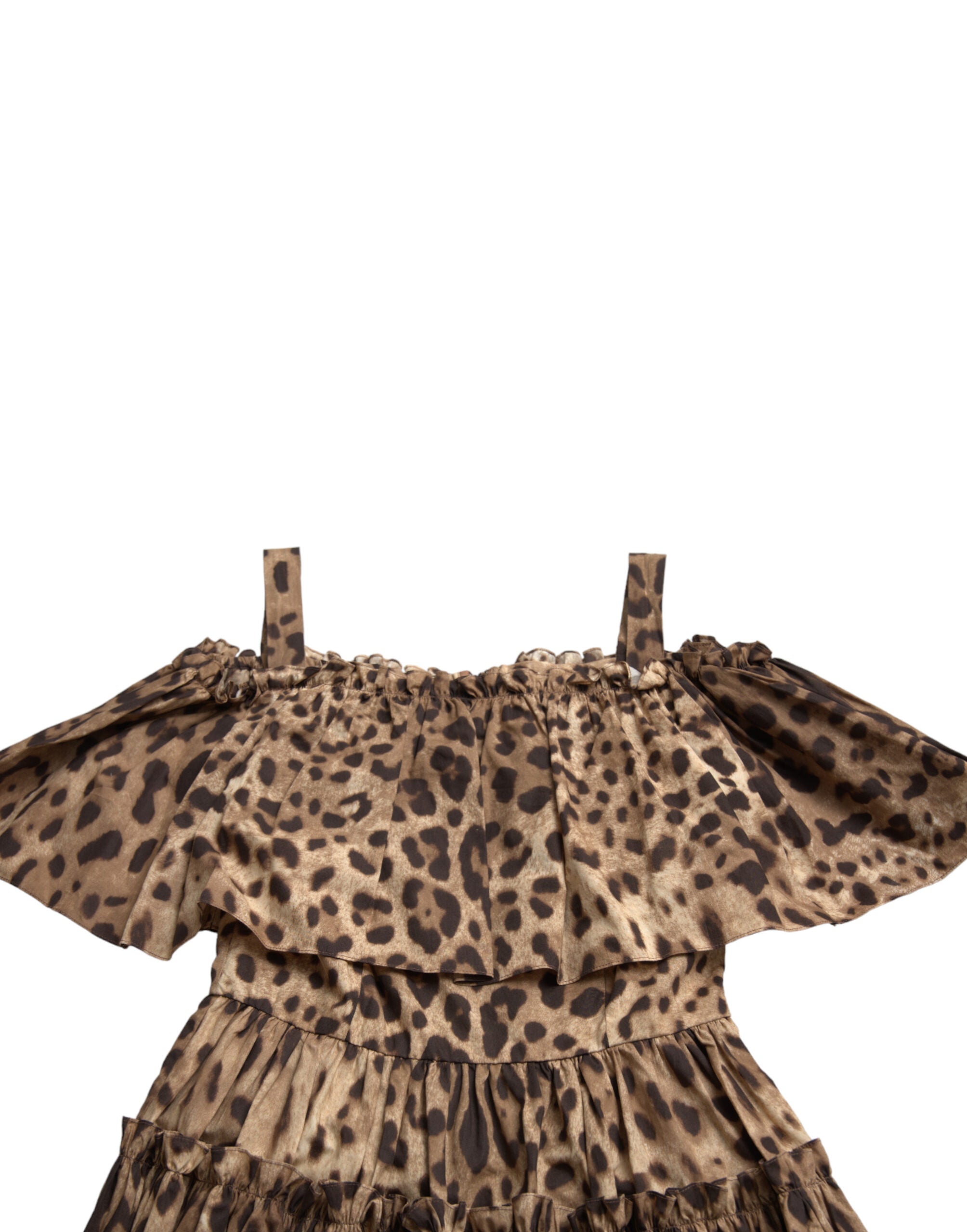 Dolce & Gabbana Leopard Print A-Line Cotton Dress