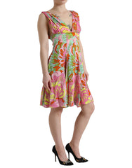 Dolce & Gabbana Multicolor Floral Silk A-Line Dress