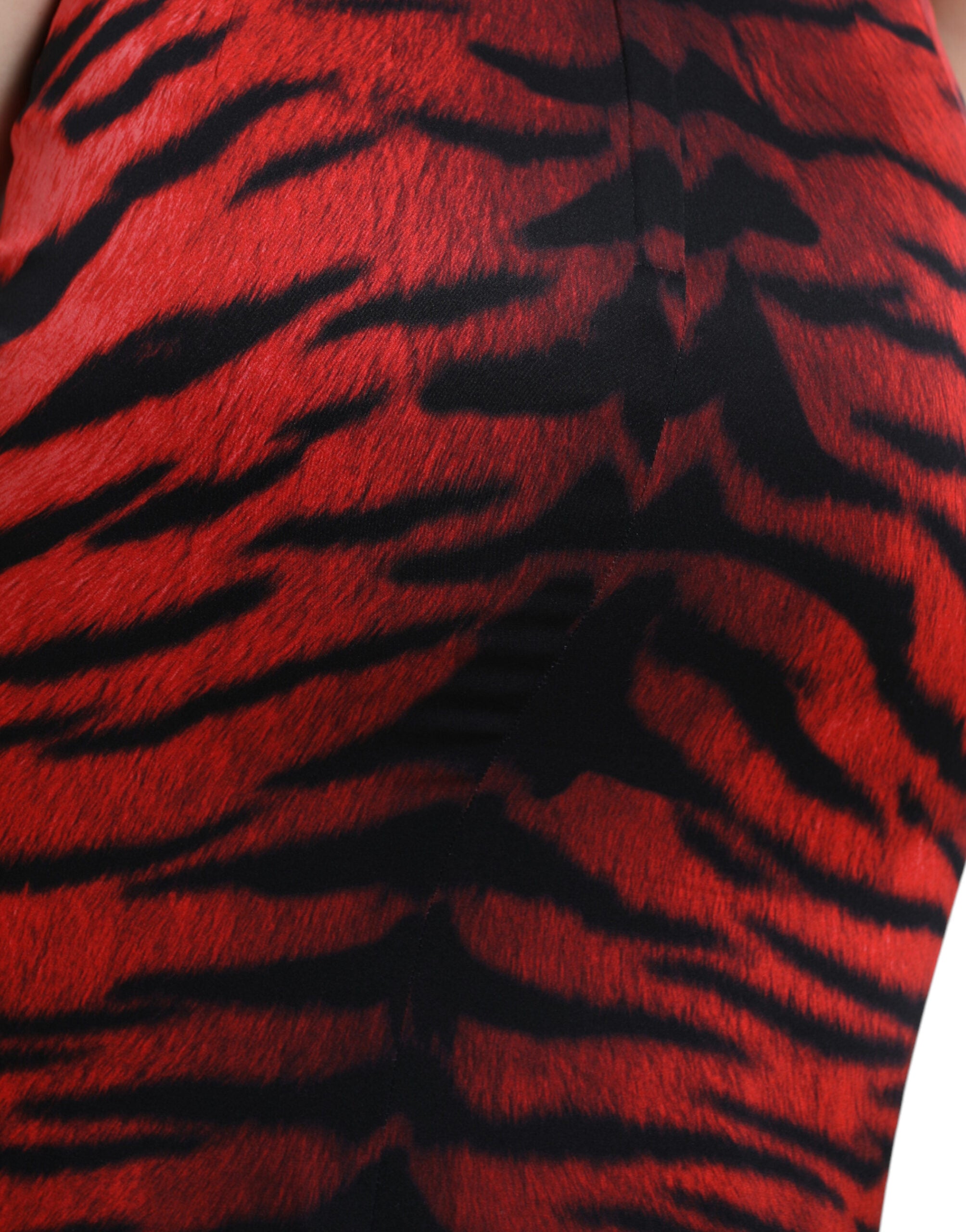 Dolce & Gabbana Multicolor Tiger Leopard Sheath Midi  Dress