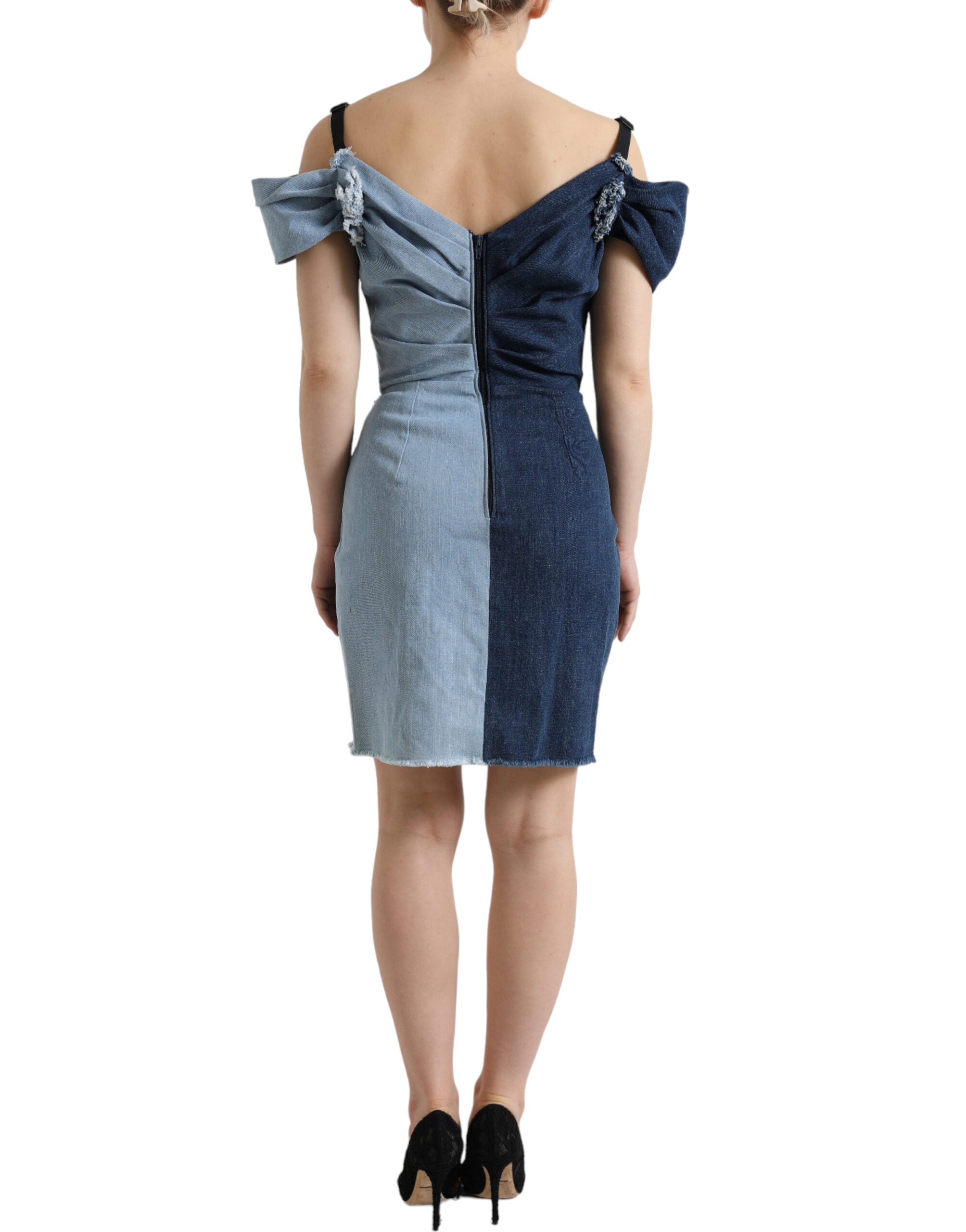 Dolce & Gabbana Elegant Two-Tone Blue Sheath Dress