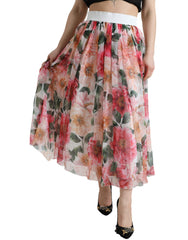 Dolce & Gabbana Floral Print High-Waist Silk Maxi Skirt