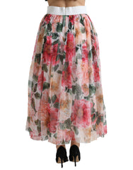 Dolce & Gabbana Floral Print High-Waist Silk Maxi Skirt