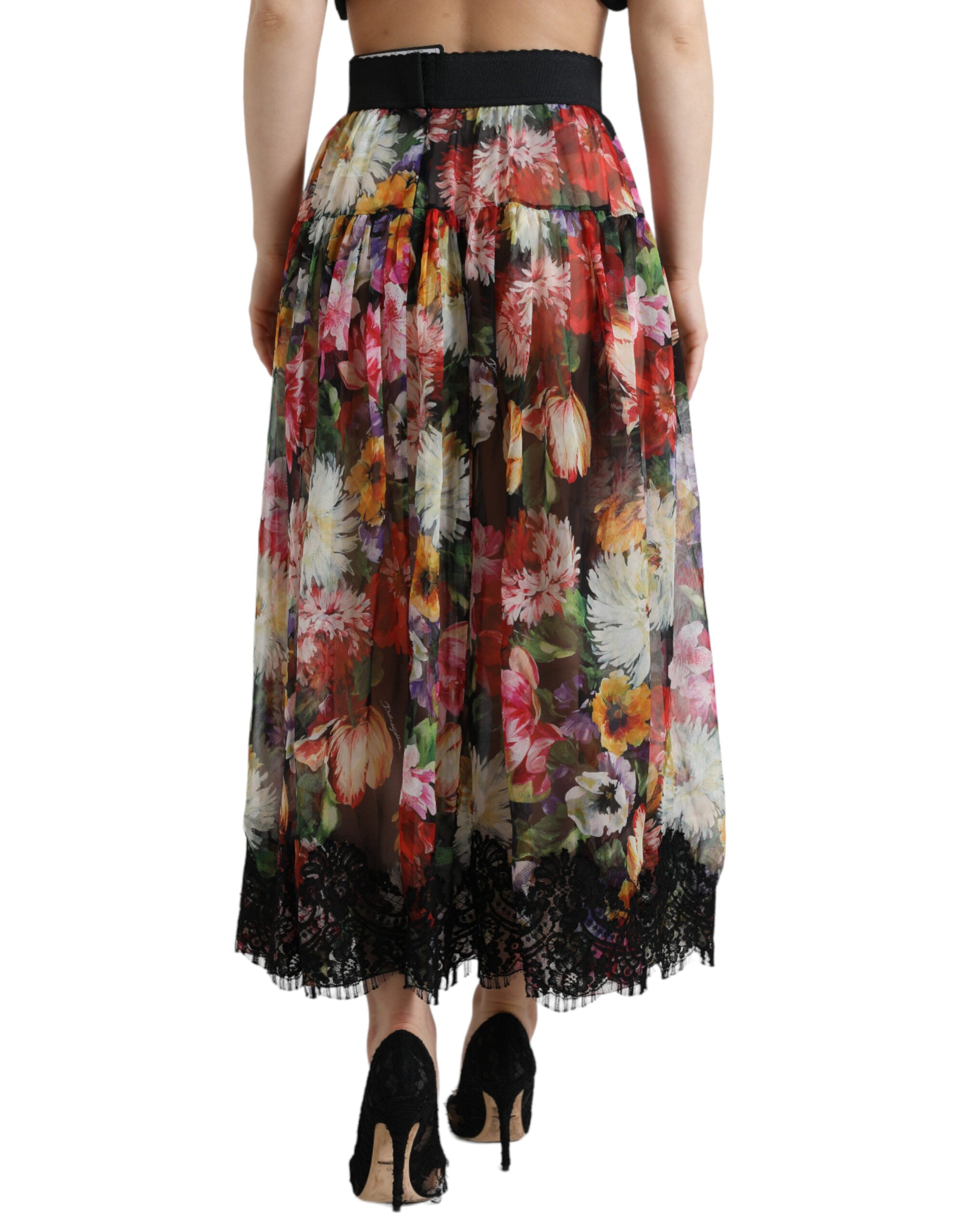 Dolce & Gabbana Elegant High Waist Floral Maxi Skirt