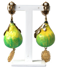 Dolce & Gabbana Green Fig Crystal Dangle Earrings