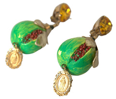 Dolce & Gabbana Green Fig Crystal Dangle Earrings