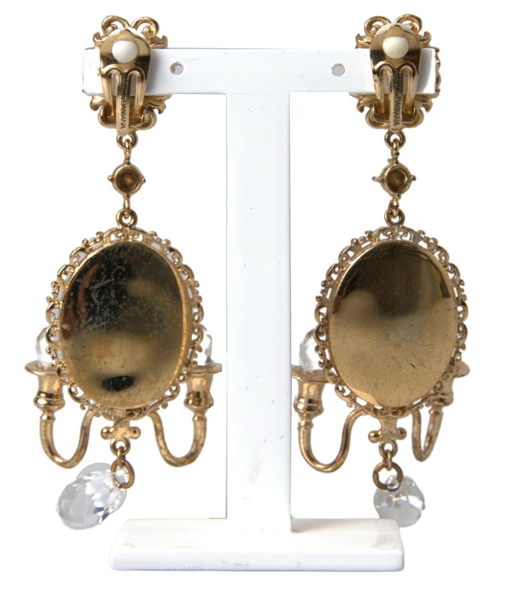 Dolce & Gabbana Gold Plated Mirror Chandelier Earrings