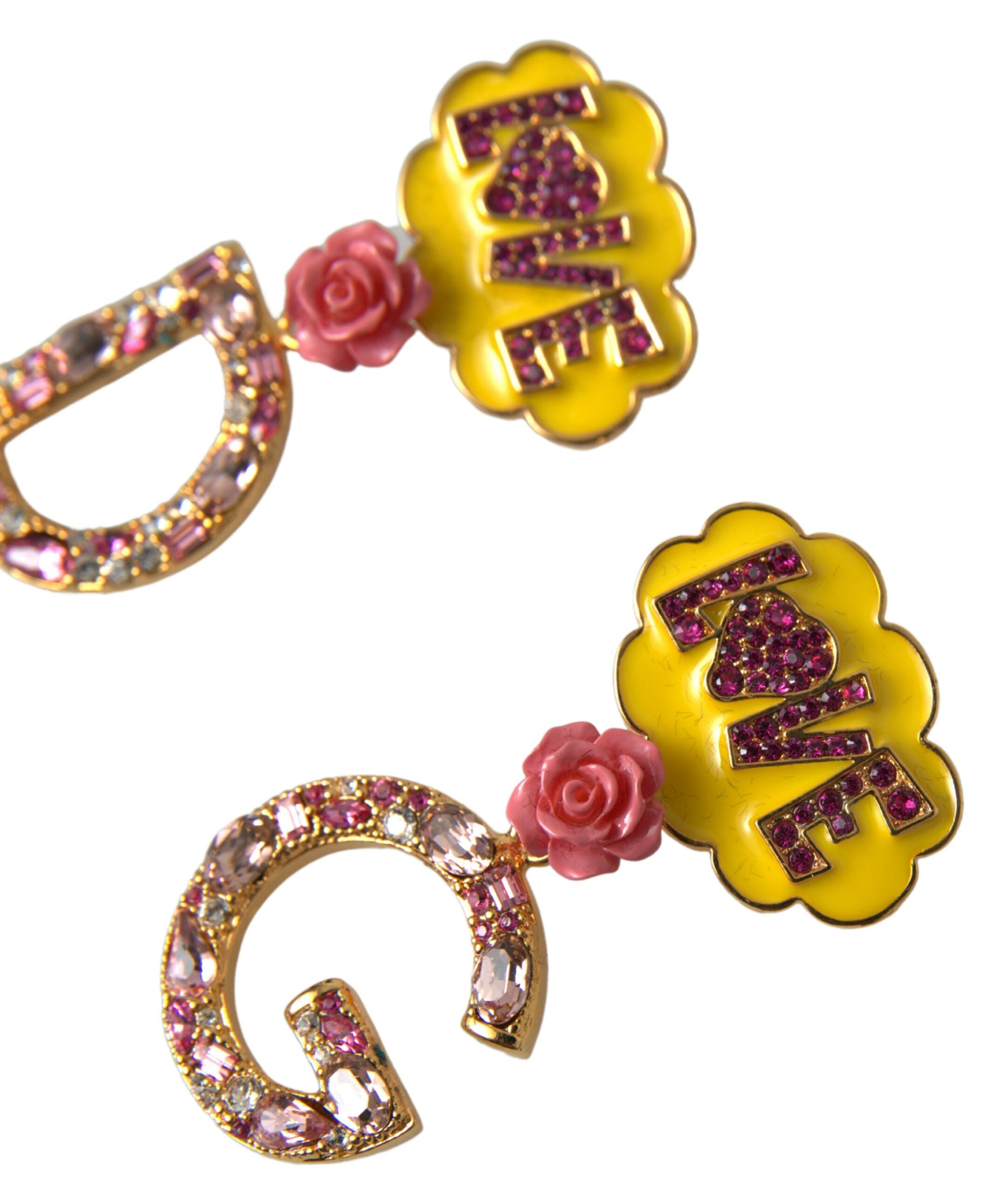 Dolce & Gabbana Glimmering Gold Crystal Dangle Earrings