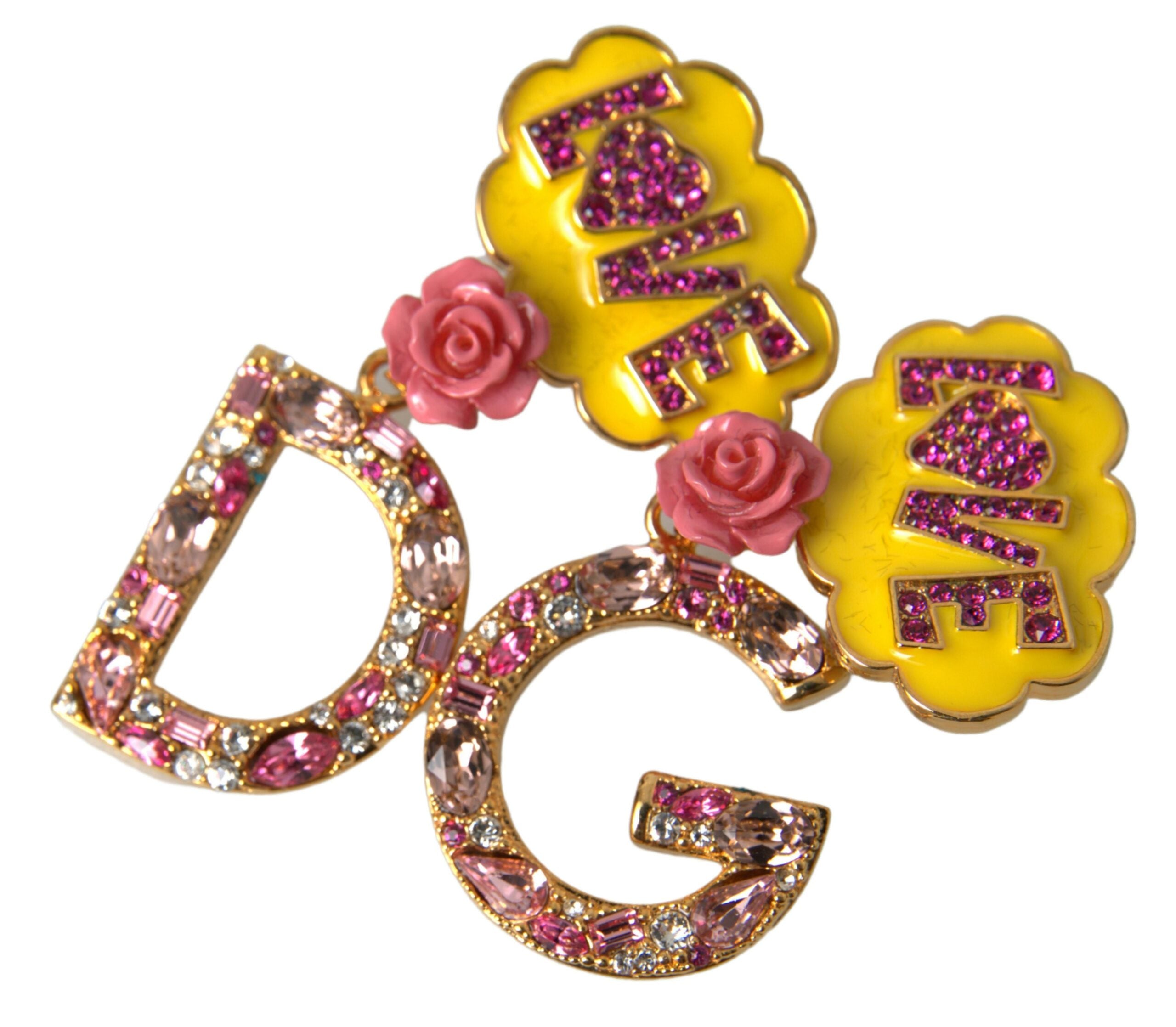 Dolce & Gabbana Glimmering Gold Crystal Dangle Earrings