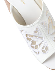 Dolce & Gabbana Chic White Leather Wedge Sandals