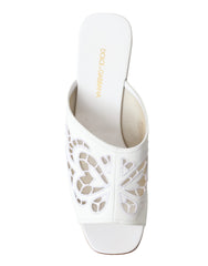 Dolce & Gabbana Chic White Leather Wedge Sandals