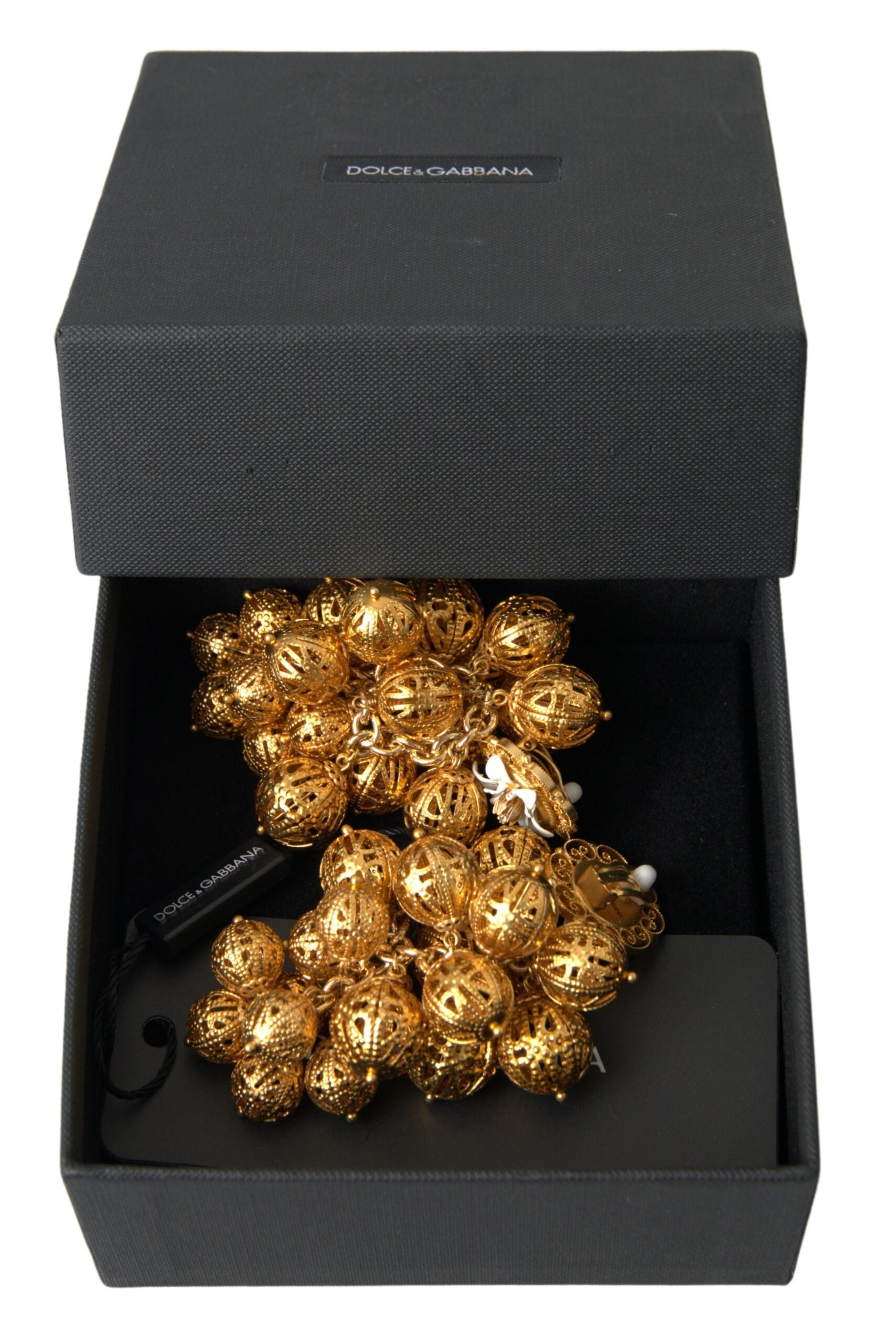 Dolce & Gabbana Elegant Gold Filigree Floral Clip-On Earrings