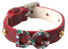 Dolce & Gabbana Chic Red Iguana Leather Wrap Bracelet