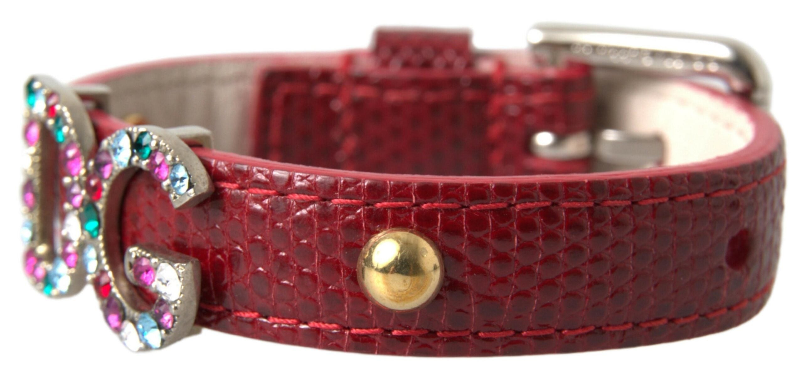 Dolce & Gabbana Chic Red Iguana Leather Wrap Bracelet