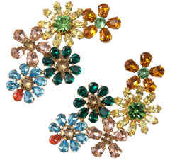 Dolce & Gabbana Multicolor Crystal Floral Dangle Earrings