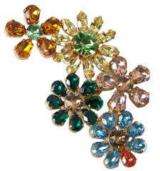 Dolce & Gabbana Multicolor Crystal Floral Dangle Earrings