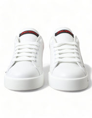 Dolce & Gabbana White Red Lace Up Womens Low Top Sneakers Shoes