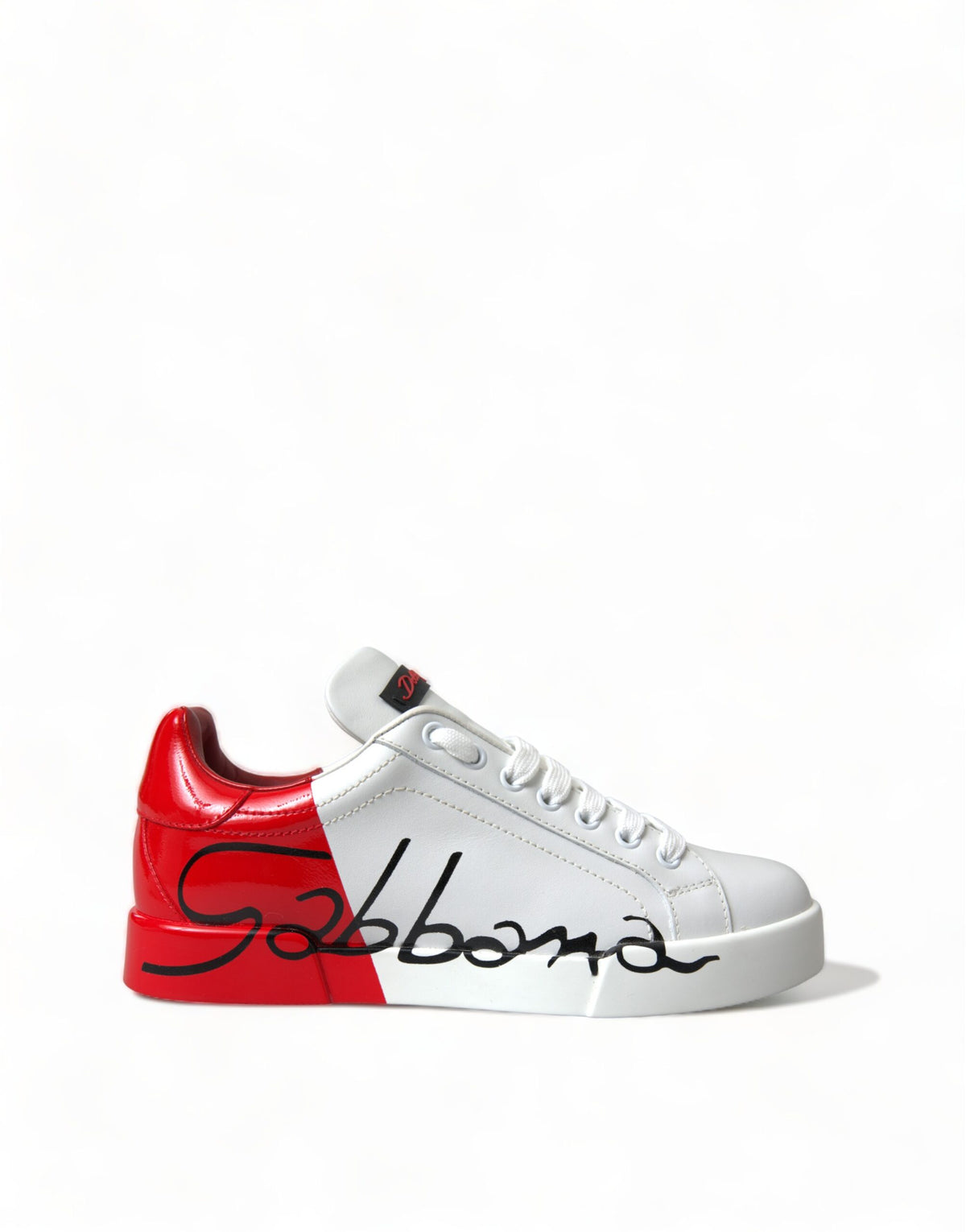 Dolce & Gabbana White Red Lace Up Womens Low Top Sneakers Shoes