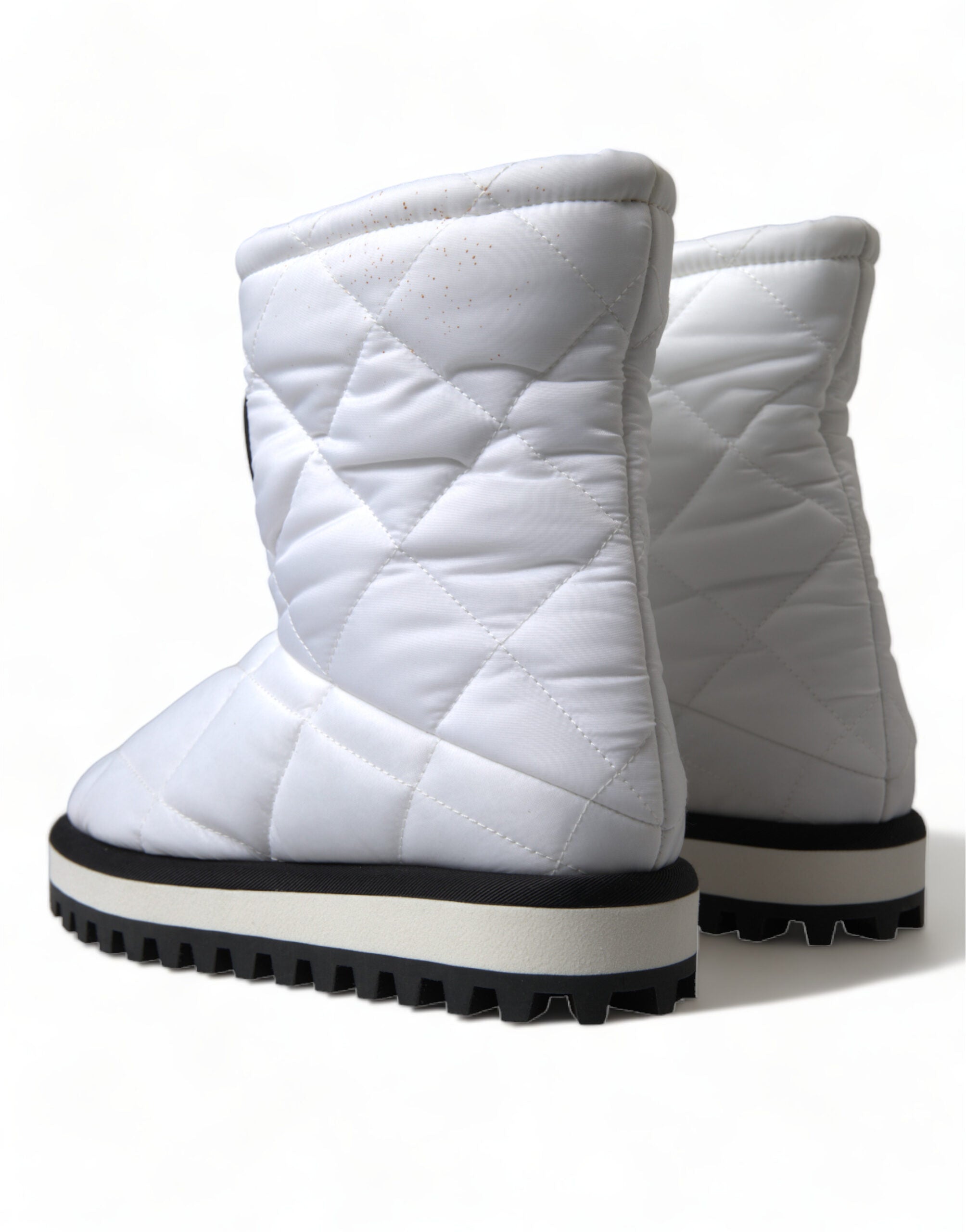 Dolce & Gabbana Elegant White Quilted Mid-Calf Boots