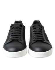 Dolce & Gabbana Black White Logo Mesh Sneakers Women Shoes